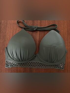 Olive Green Halter Bikini Top
